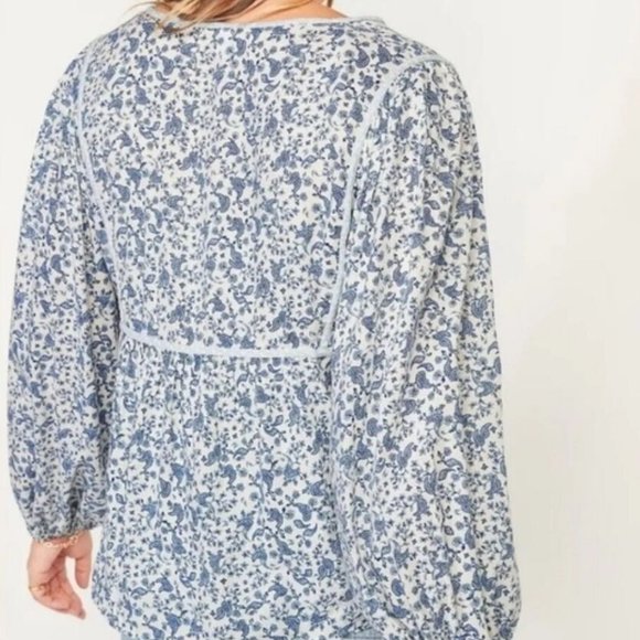 Old Navy Oversized Mixed Print Boho Poet Top NWT - Picture 2 of 10